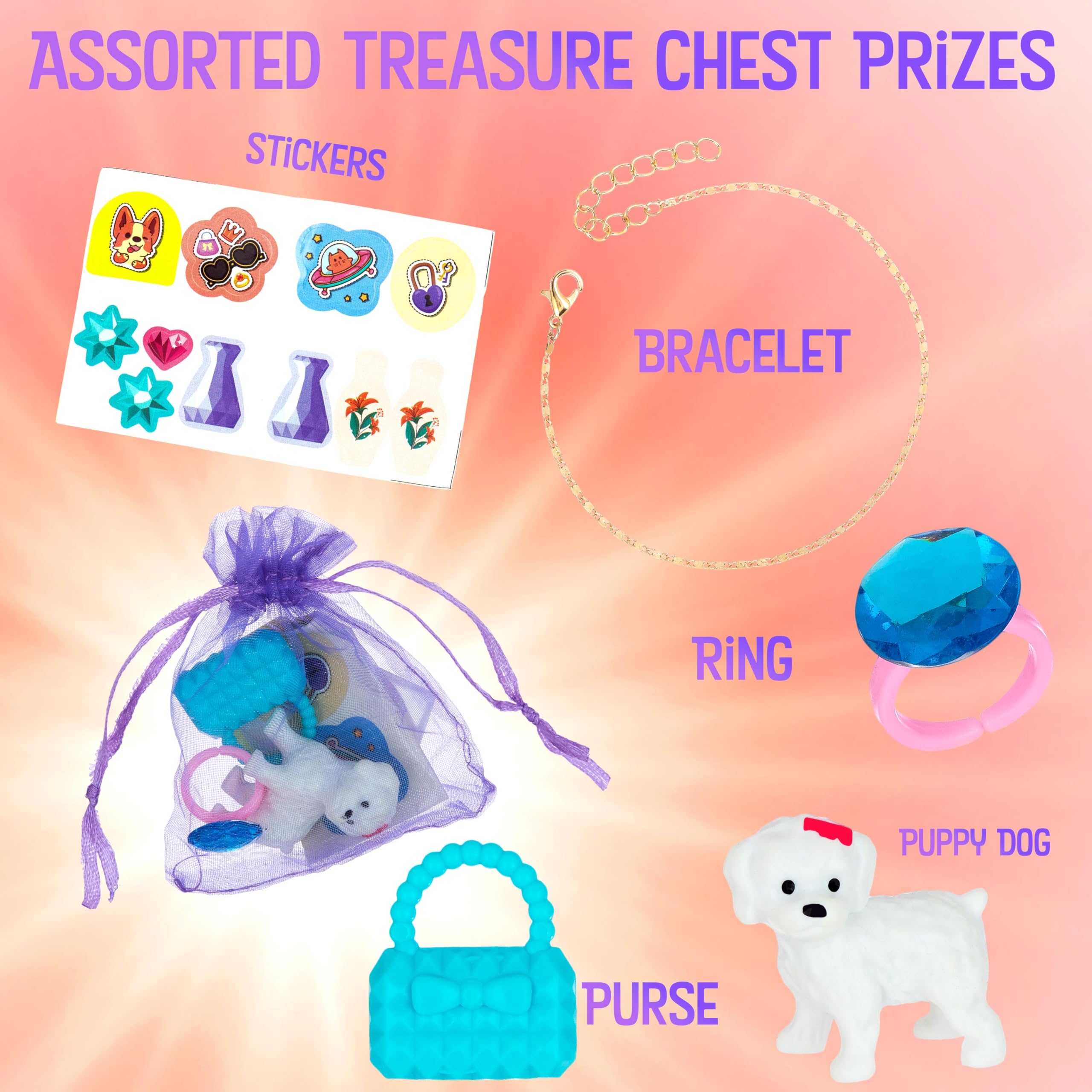 Expressions Surprise Treasure Chest - 1 Key & Lock Plastic Treasure Chest w/Assorted Fun Prizes for Kids, Mini Treasure Chest & Treasure Box Toys for Classroom