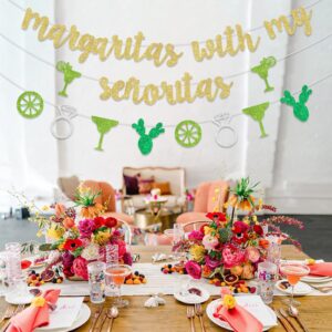 Sursurprise Margarita Bachelorette Party Decorations Margaritas with My Senoritas Banner Sign Mexican Fiesta Cactus Bridal Shower Supplies