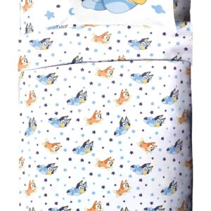 Bluey & Bingo Twin Comforter Set - 5 Piece Bed Set Includes Sheet Set & Pillow Covers - Super Soft Clouds & Stars Kids Bedding