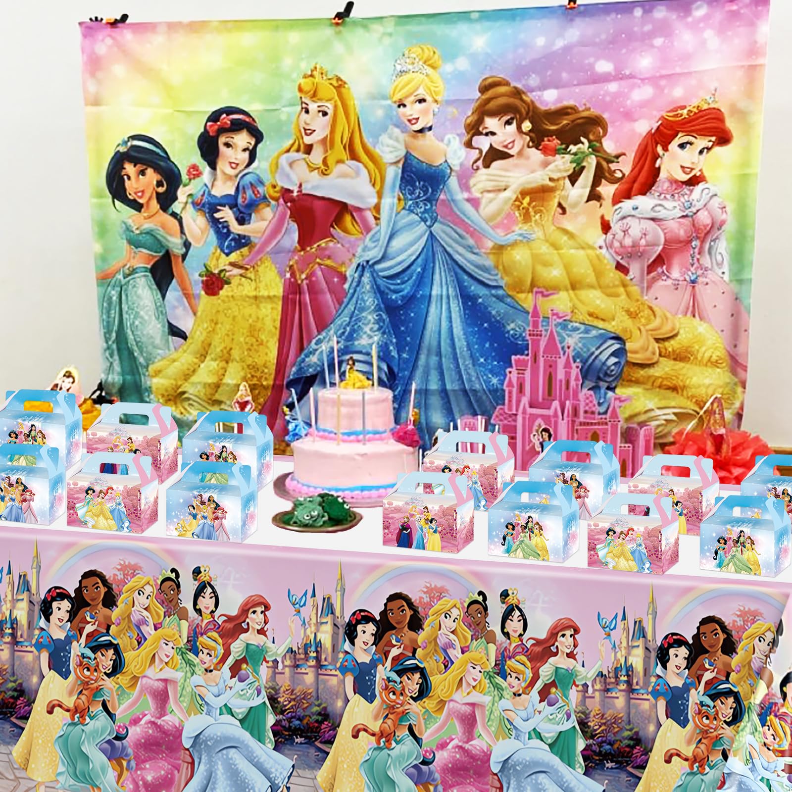 20 PCS Princess Party Favor Boxes, Princess Theme Candy Cookies Party Gift Boxes Princess Cardboard Gable Boxes for Kids Fans Birthday Party Supplies Baby Shower Party Decoration