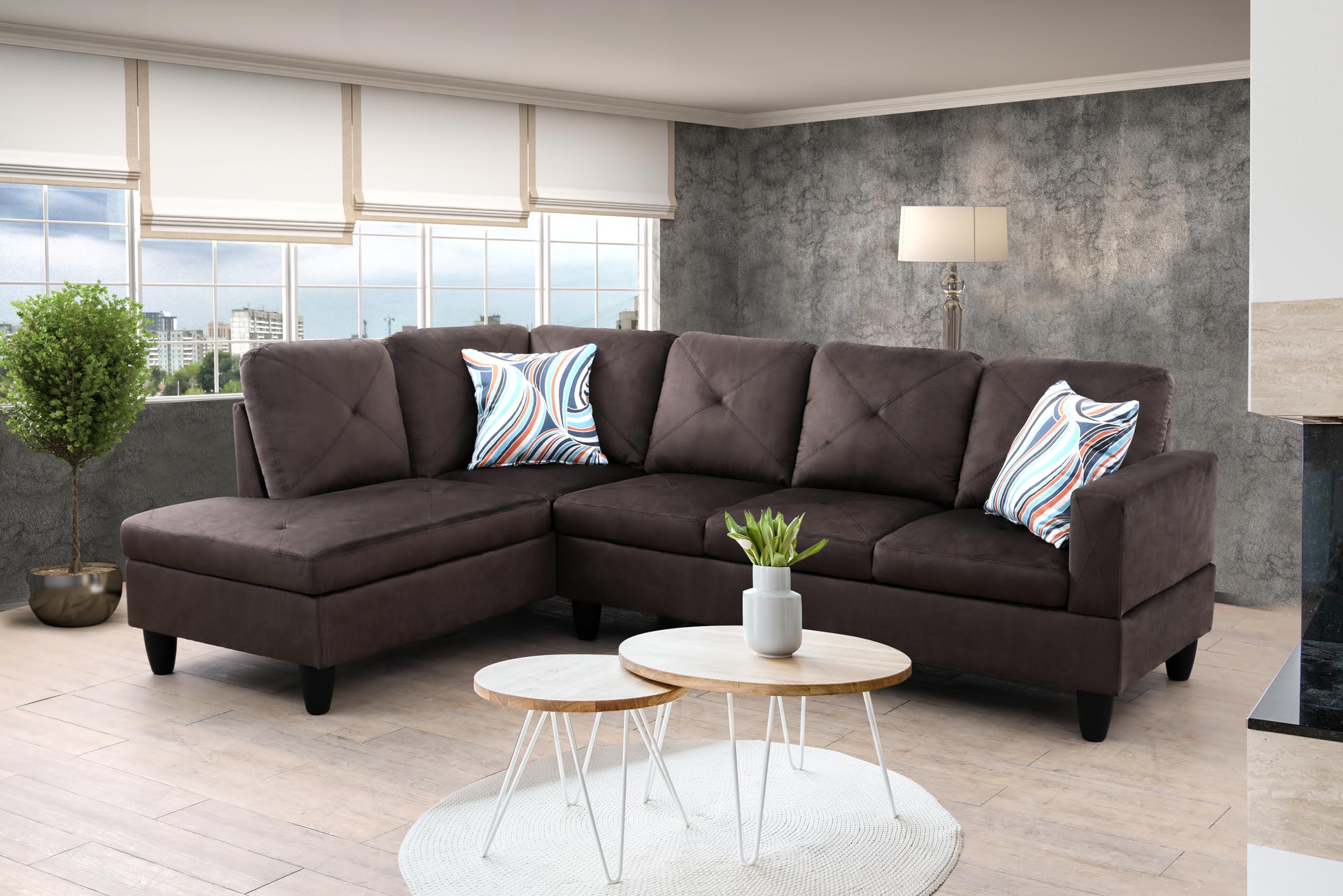 FUOROLA Bantry 2 Piece Left Facing Sectional Sofa, Chocolate