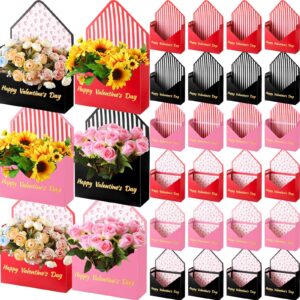 engrowtic 30 pcs valentine's day flower boxes for arrangements floral envelope boxes bouquet box 9.25 x 2.95 x 13.79 inch 6 styles flower arrangement paper boxes for valentine's day wedding, party,