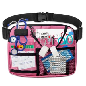 bohemiaby professional nurse fanny pack with stethoscope holder, vet tech fanny pack, utility storage for bandage scissors and emergency supplies medical bag, nurse and student use(pink)