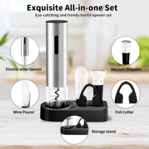 R Conlifeus Electric Wine Opener Rechargeable, One-touch Automatic Wine Bottle Corkscrew Opener (Stainless Steel) Set，Ideal Wine Accessories and Wine Gift Sets