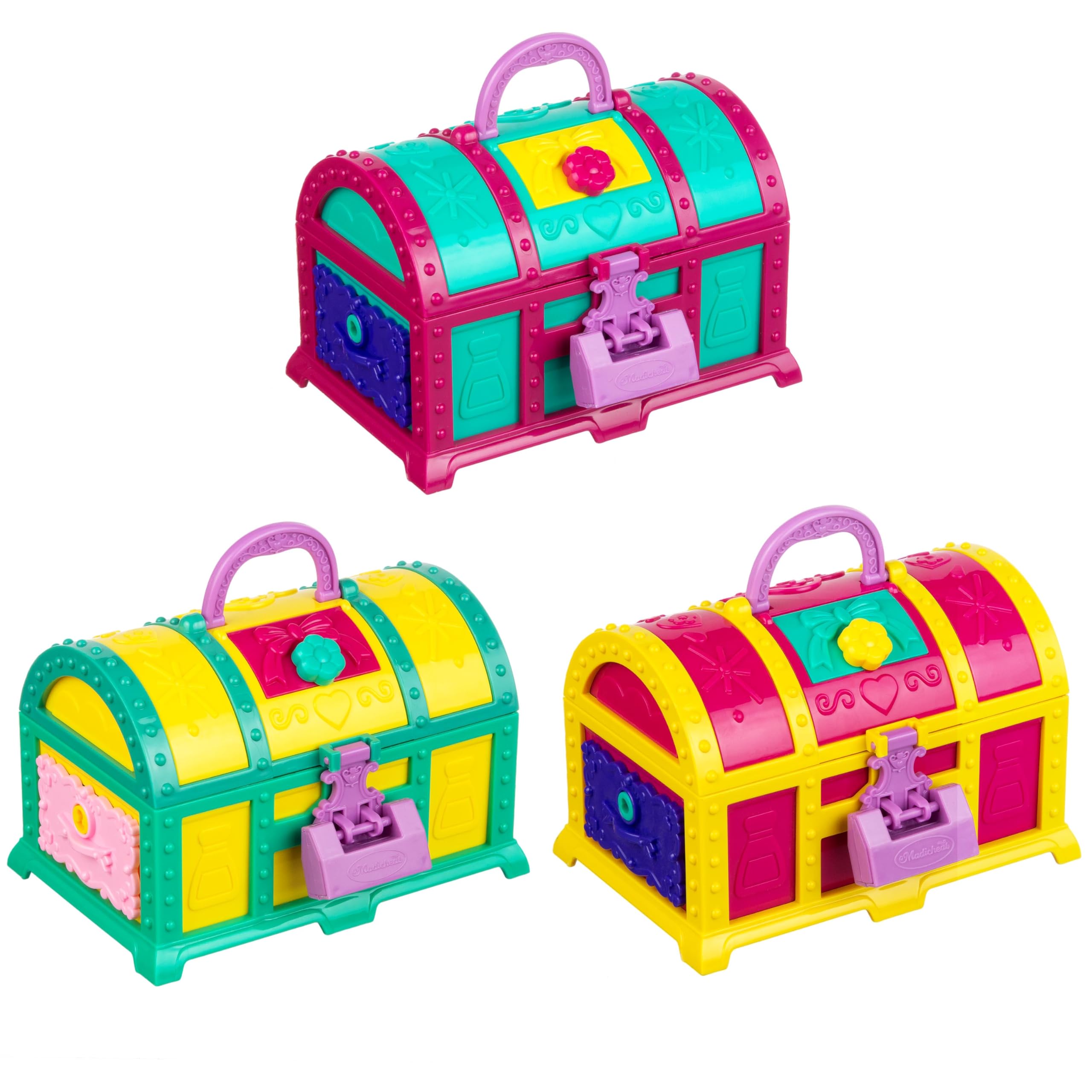 Expressions Surprise Treasure Chest - 1 Key & Lock Plastic Treasure Chest w/Assorted Fun Prizes for Kids, Mini Treasure Chest & Treasure Box Toys for Classroom