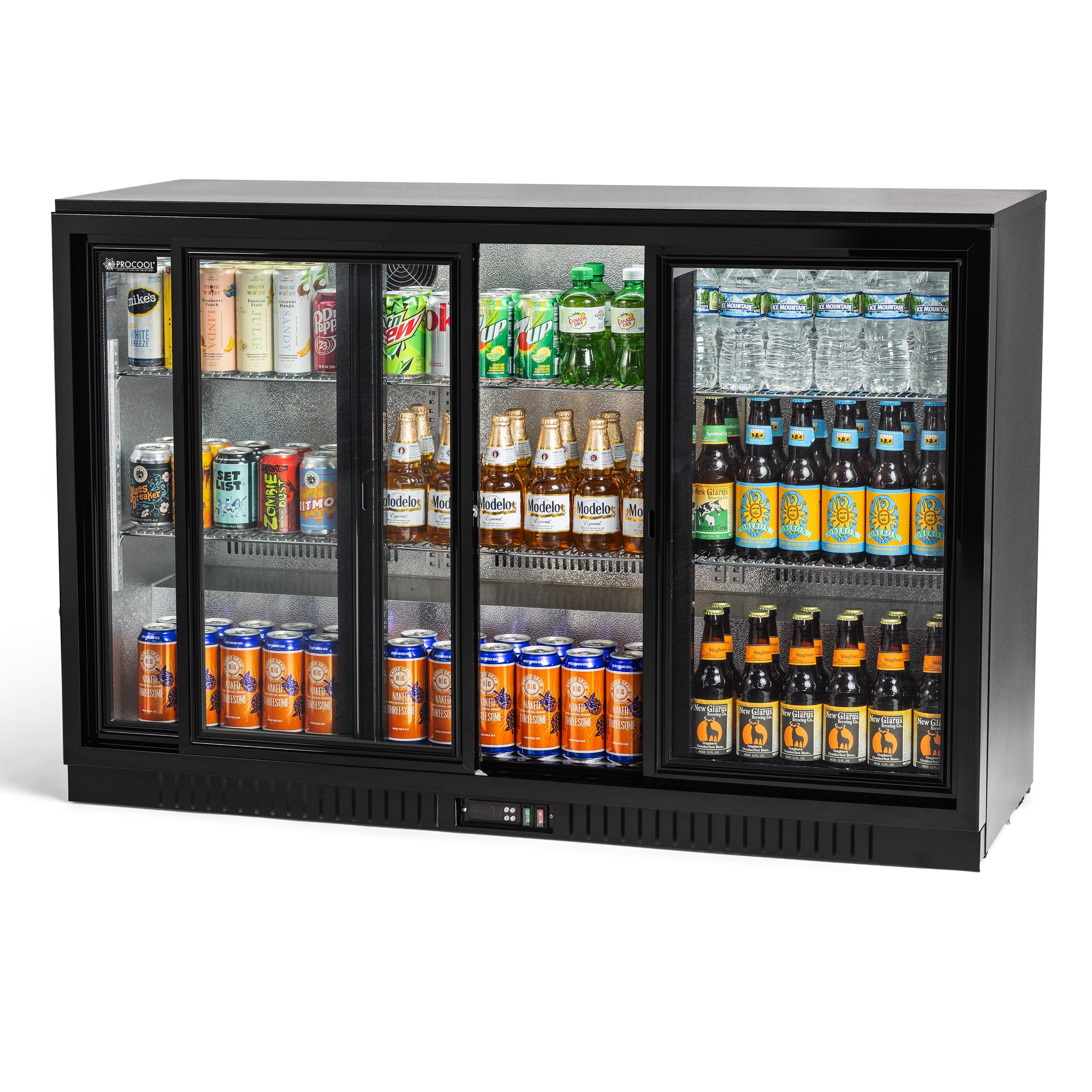 New Procool Refrigeration Sliding 3 Door Back Bar Beverage Cooler; 54" Wide Counter Height Refrigerator