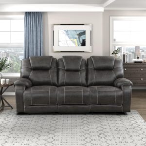 lexicon recife polished microfiber double reclining sofa, chocolate