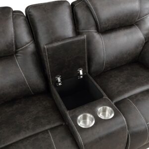 Lexicon Recife Polished Microfiber Double Reclining Loveseat, Chocolate