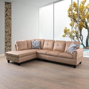 fuorola greene 2 piece left facing sectional sofa, beige