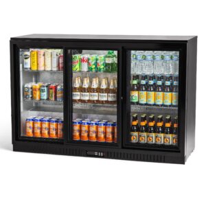 new procool refrigeration sliding 3 door back bar beverage cooler; 54" wide counter height refrigerator