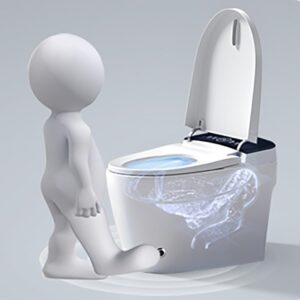 Smart Toilet with Bidet Built in, Foot Sensing Toilet Bidet Combo with Auto Flush, Warm Water, Heated Bidet Seat, Dynamic Night Light, LCD Display, Modern Design Electric Tankless Toilets in 1.28GPF