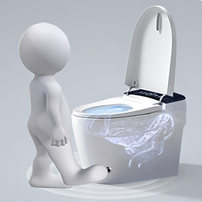 Smart Toilet with Bidet Built in, Foot Sensing Toilet Bidet Combo with Auto Flush, Warm Water, Heated Bidet Seat, Dynamic Night Light, LCD Display, Modern Design Electric Tankless Toilets in 1.28GPF