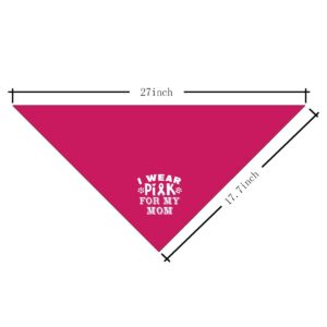 Deep Pink Dog Bandana, I Wear Pink for My Mom Cancer Ribbon Breast Cancer Dog Bandana, Pet Dog Triangle Scarf, Pet Dog Scarf Accessories, Dog Bandana for Small Medium Large Dogs (D47)