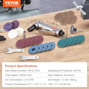 VEVOR Air Die Grinder, 1/4" Right Angle Die Grinder 20000RPM, Lightweight, Ball Bearing Construction, 24PCS Discs for Grinding, Polishing, Deburring, Rust Removal