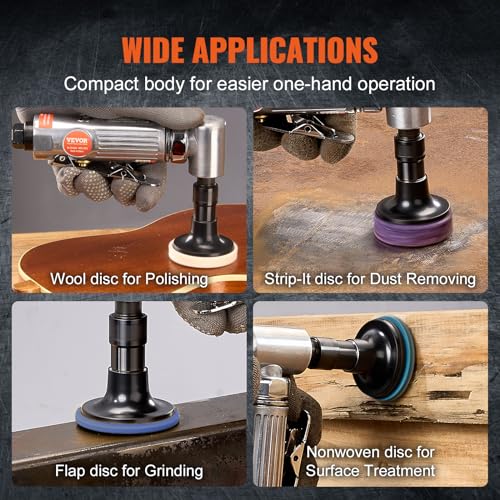 VEVOR Air Die Grinder, 1/4" Right Angle Die Grinder 20000RPM, Lightweight, Ball Bearing Construction, 24PCS Discs for Grinding, Polishing, Deburring, Rust Removal