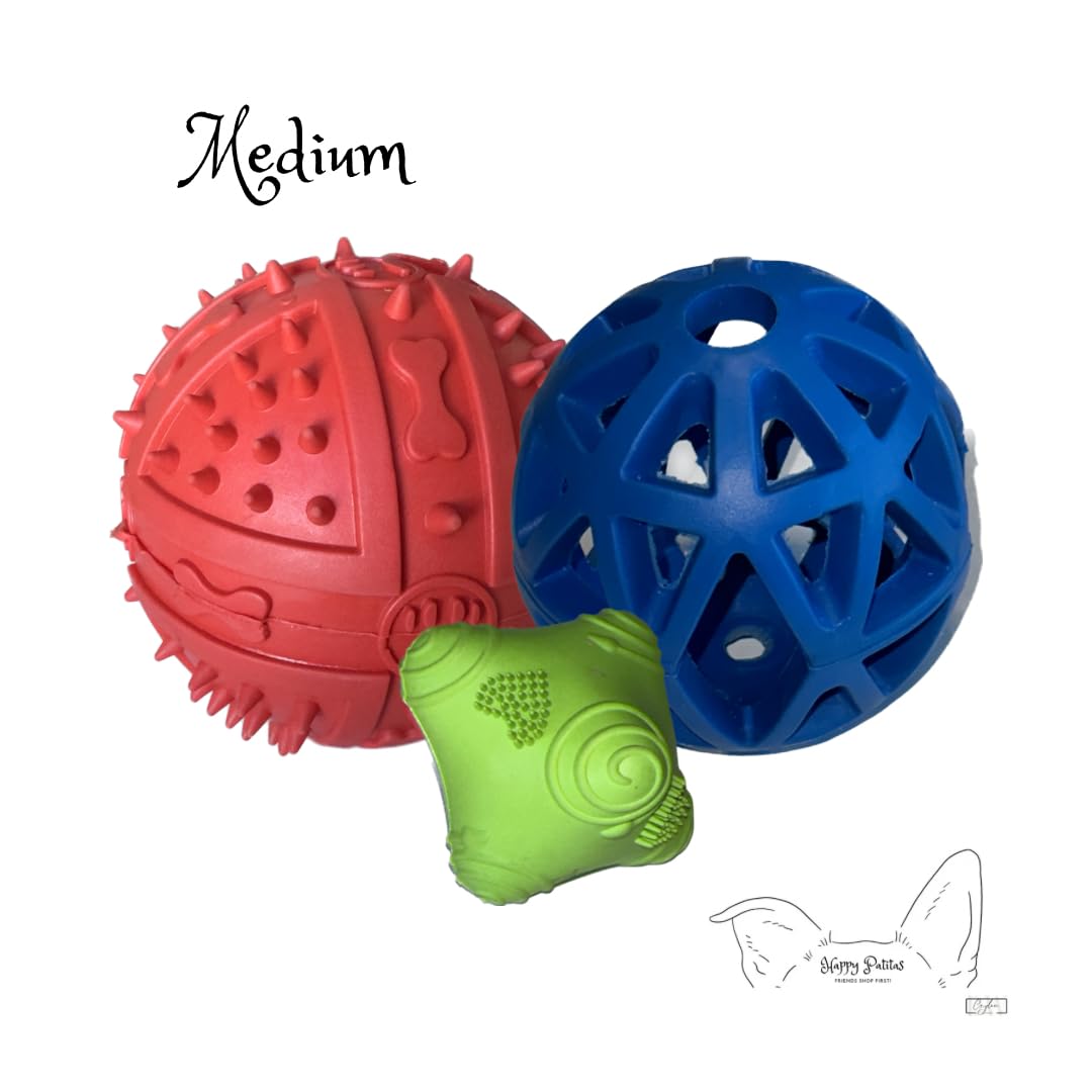 CeylonManel Happy Patitas Playful Trio - Medium Dog Toy Balls