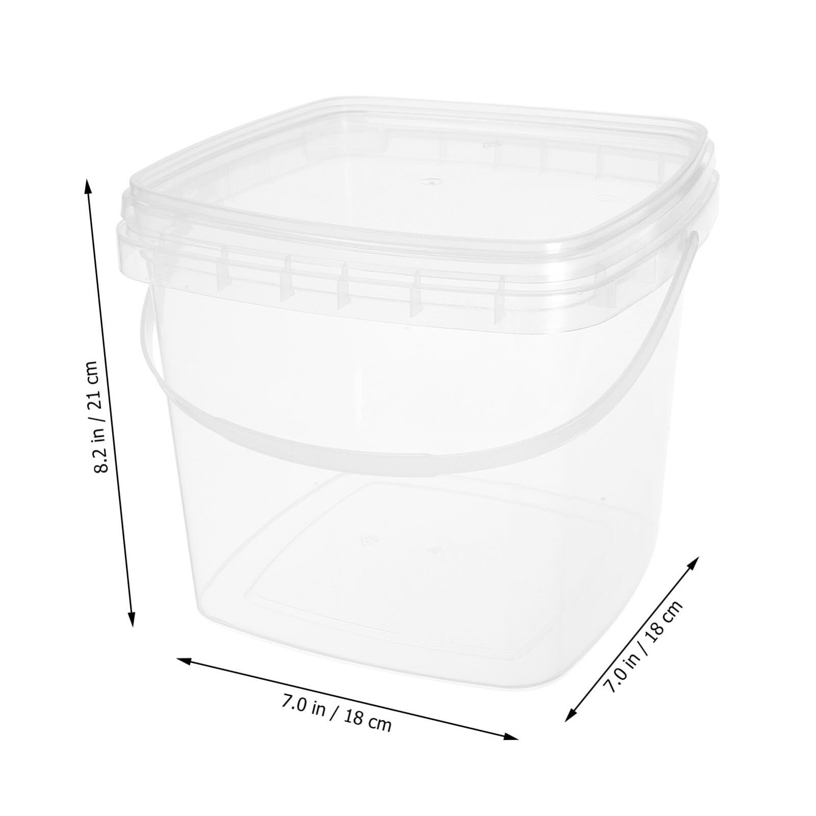 Homoyoyo Clear Plastic Bucket with Handle Lid,Heavy Duty Square Plastic Bucket Ice Cream Buckets Food Storage Containers Water Pail Industrial Pail Party Tub Empty Paint Can