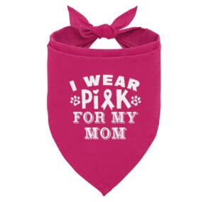 deep pink dog bandana, i wear pink for my mom cancer ribbon breast cancer dog bandana, pet dog triangle scarf, pet dog scarf accessories, dog bandana for small medium large dogs (d47)