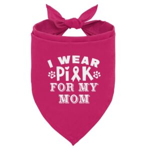 Deep Pink Dog Bandana, I Wear Pink for My Mom Cancer Ribbon Breast Cancer Dog Bandana, Pet Dog Triangle Scarf, Pet Dog Scarf Accessories, Dog Bandana for Small Medium Large Dogs (D47)