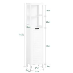 SoBuy Slim Tall Bathroom Cabinet with Removable Laundry Hamper, Laundry Cupboard Bathroom Storage Cabinet, Laundry Cabinet with Shelf, White BZR123-W