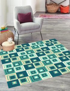 modern green creative block geometry abstract gradient 5x5 area rug for living room dining room bedroom machine washable carpet non slip soft lightweight kitchen office rugs