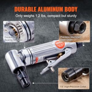 VEVOR Air Die Grinder, 1/4" Right Angle Die Grinder 20000RPM, Lightweight, Ball Bearing Construction, 24PCS Discs for Grinding, Polishing, Deburring, Rust Removal