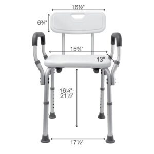 MegLob Lightweight Shower Chair Bath Stool, Aluminum Alloy Shower Chair with Backrest & Armrest, Height Adjustable Shower Bath Bench, Nonslip Bathing Bench Stool for Elderly, 330Lbs Capacity,Blue