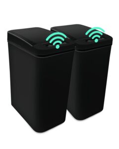 temphytbong small touchless bathroom trash can with lid 2 pack 2.6 gallon smart motion sensor trash can automatic garbage can for bedroom living room toilet office