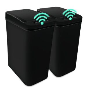 TemphytBong Small Touchless Bathroom Trash Can with Lid 2 Pack 2.6 Gallon Smart Motion Sensor Trash Can Automatic Garbage Can for Bedroom Living Room Toilet Office