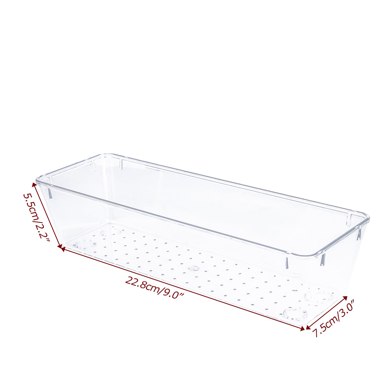 Zuihug 4 PCS Clear Plastic Drawer Organizer, Desk Drawer Divider Organizers and Storage Bins for Makeup, Jewelry, Gadgets for Kitchen, Bedroom, Bathroom, Office (9.0"x3.0"x2.2")