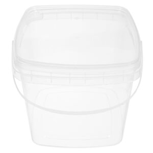 homoyoyo clear plastic bucket with handle lid,heavy duty square plastic bucket ice cream buckets food storage containers water pail industrial pail party tub empty paint can