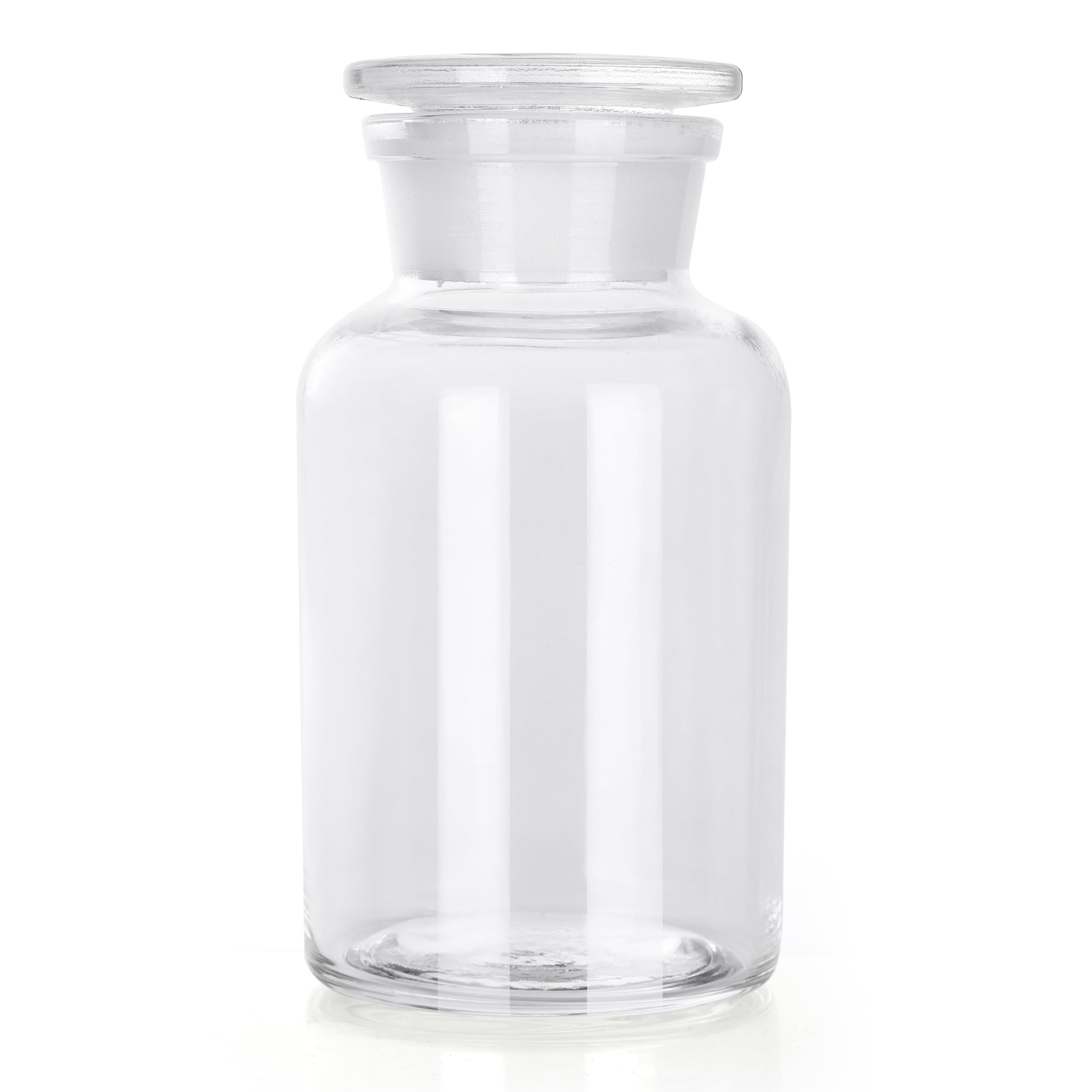 Kestun Lab Borosilicate Glass Reagent Bottle,Wide Mouth Glass Storage Bottle with Ground Stopper (Clear, 500ML)