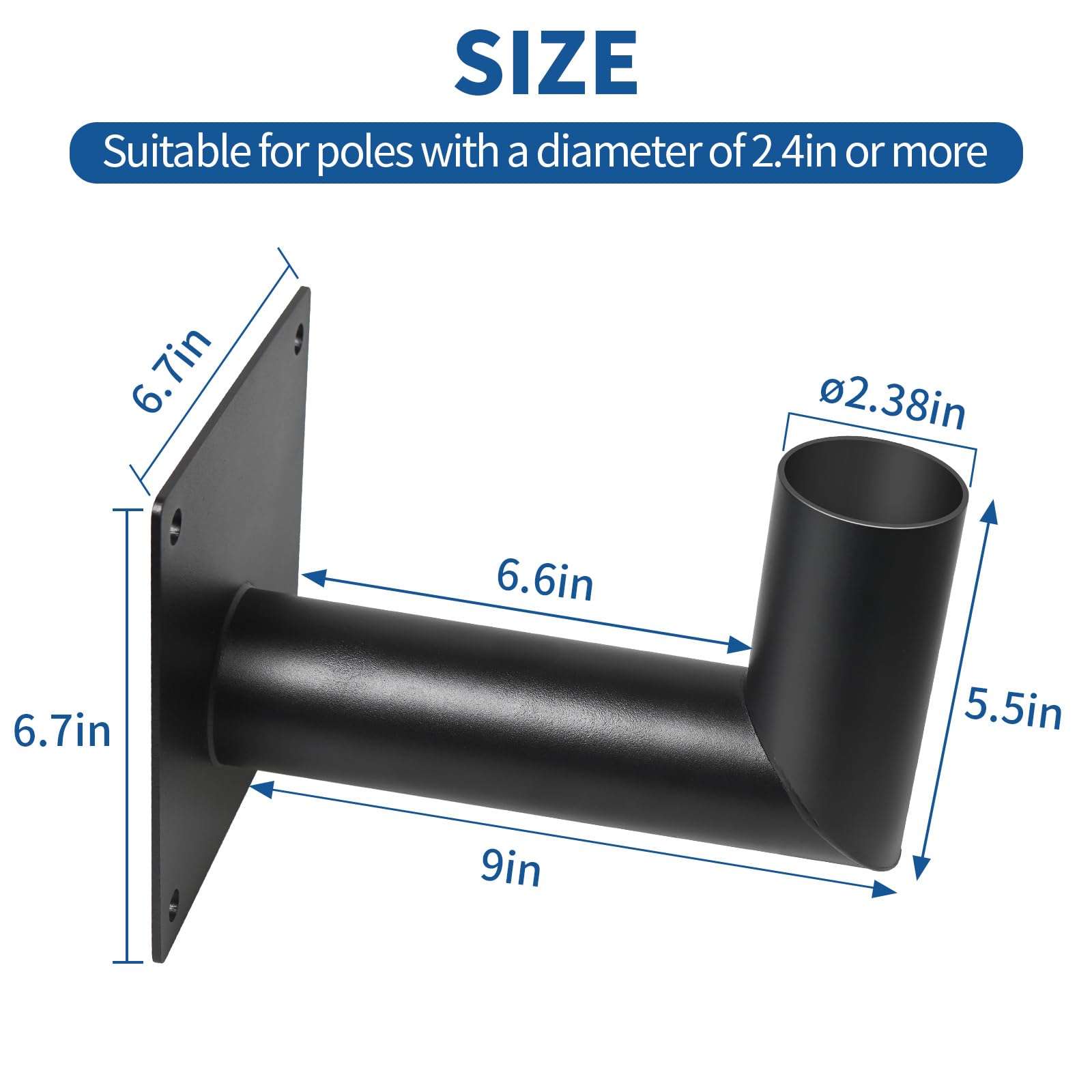 Bloazzup 90 Degree Wall Mount Bracket,L-Shaped Bracket Tenon Adapter (2 3/8inch), Adjustable Slip Fitter Bracket Angle for Flood Light LED Parking Lot Light Street Light