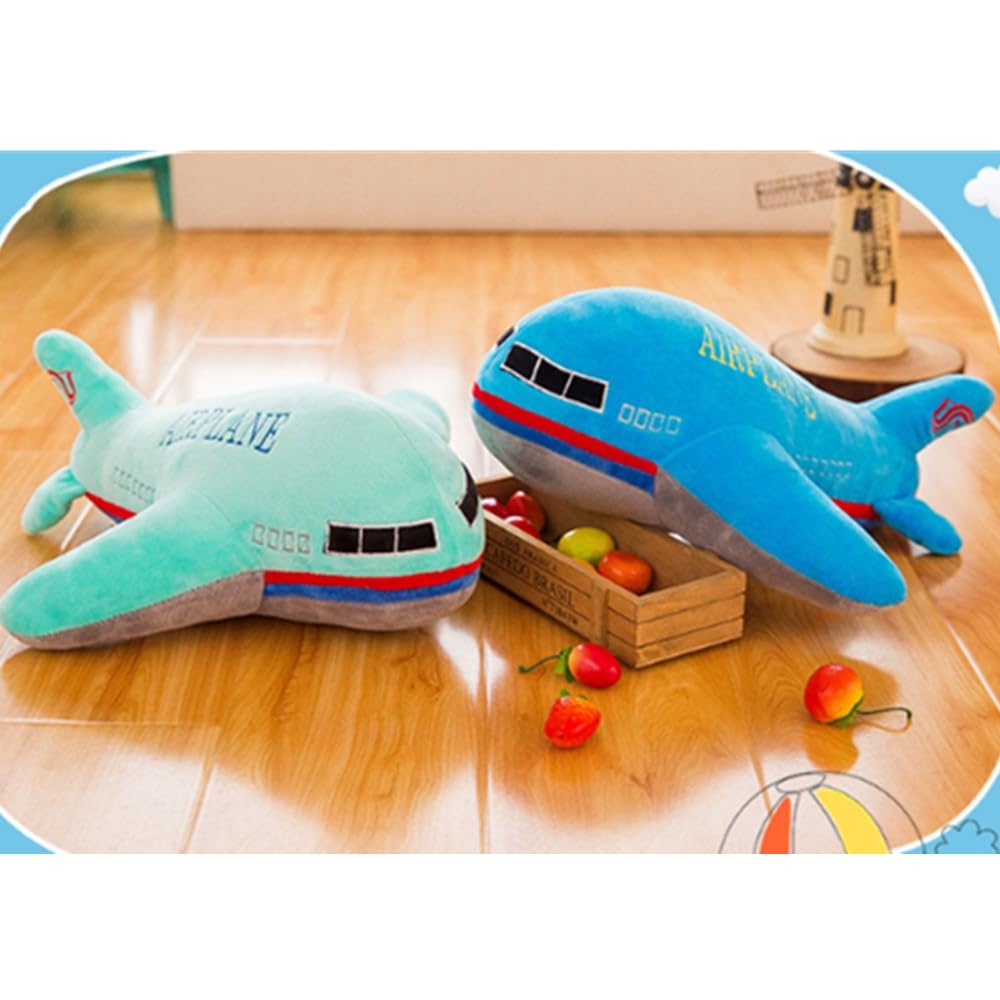 OUKEYI 15.7"/40cm Airplane Plush Stuffed Aircraft Pillow Model Plane Toys,Blue Stuffed Kids Plush Adorable Back Pillow Model Gifts