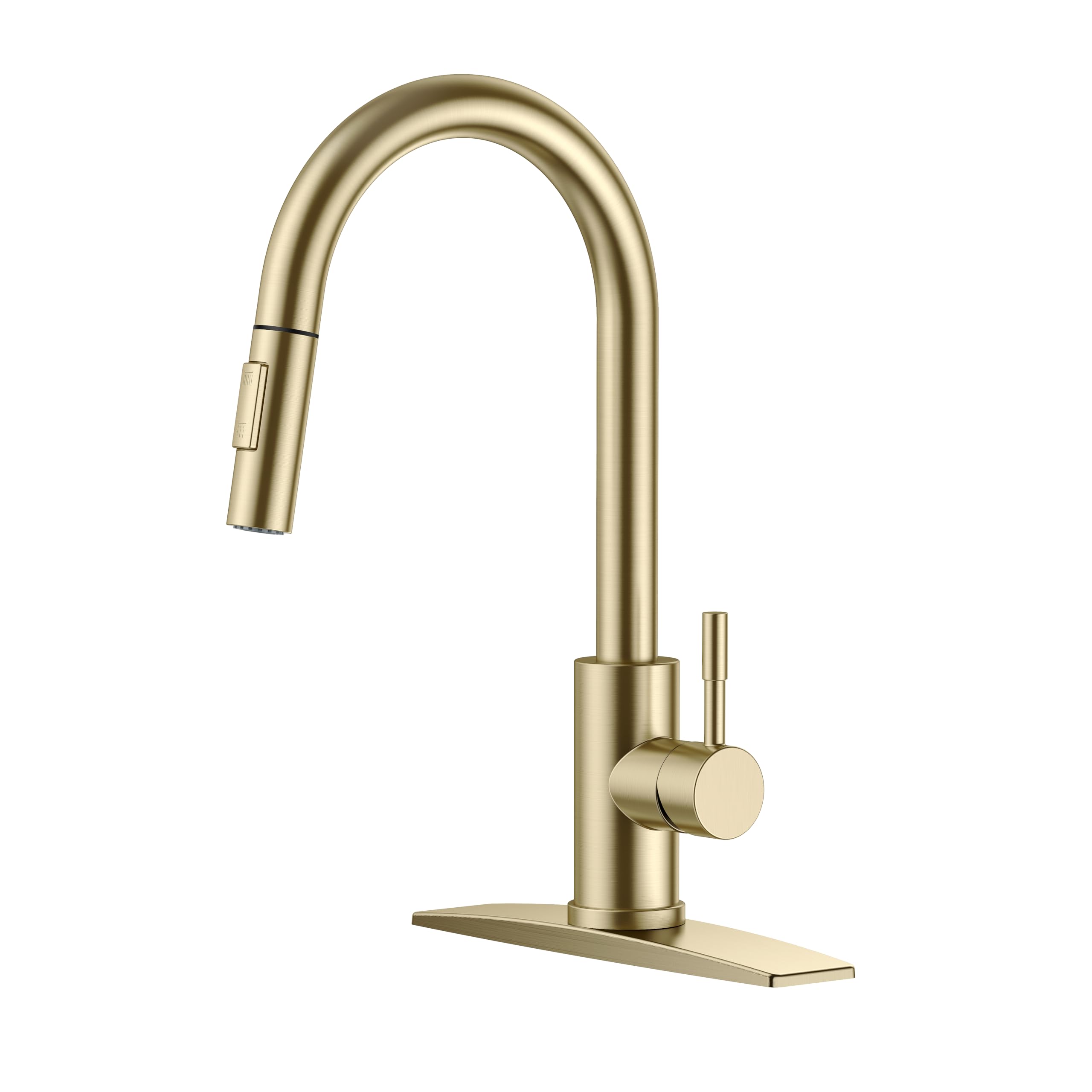 FORIOUS Gold Kitchen Faucets, Brushed Gold Kitchen Faucet with Pull Down Sprayer, Kitchen Sink Faucet Champagne Gold, High Arc Stainless Steel Classic Faucet for Kitchen Sink, Bar, Farmhouse, Laundry