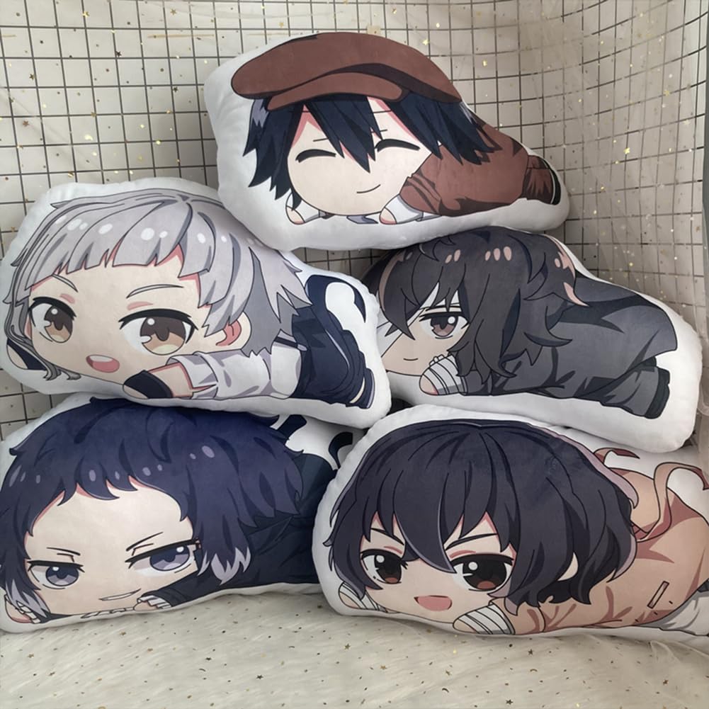 Anime BSD Plush Doll Hugged Pillow Cartoon Character Dazai Osamu Cute Plush Pillow Cushion Doll Toy Stuffed Cushion Birthday Xmas Gift Sofa Decoration