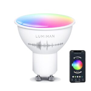 gu10 smart spotlight bulb, music sync, rgbcw color changing bulb, works with alexa and google assistant, smart wifi control (2.4ghz wi-fi only), 5w 400lm, for range hood and track lighting 1 pack