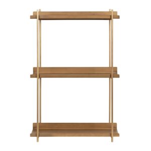 Kate and Laurel Dominic Modern Metal Bathroom Shelf, 20 x 7 x 30, Dark Gold, Sleek Glam 3-Tier Floating Shelves for Wall Decor, Display, and Over Toilet Storage