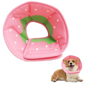 soft dog cone collar for dogs after surgery, adjustable dog recovery cone collar for medium small puppy dogs and cats to stop licking (strawberry m)