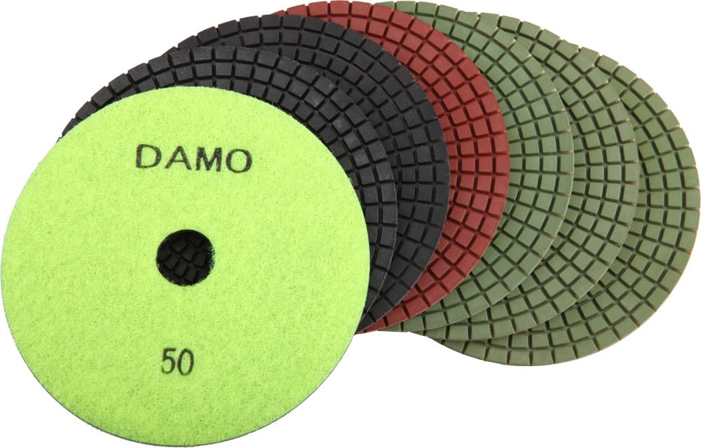 DAMO Variable Speed Stone Polisher 5" Concrete Polisher Grinder Wet Polishing Kit for Granite Concrete Countertop Floor