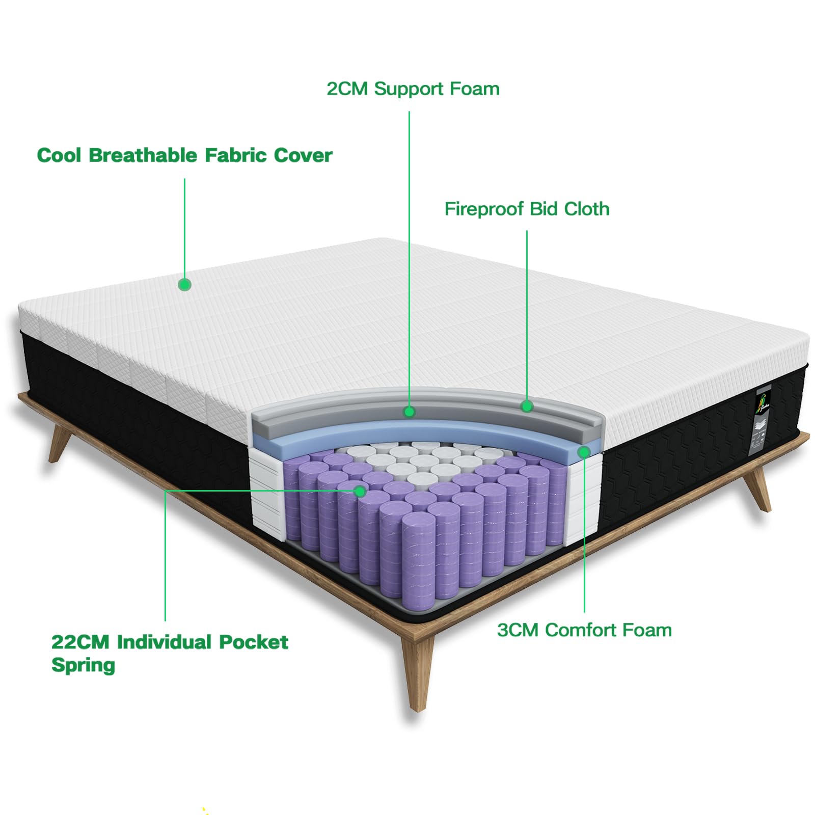 JEEKEA 12 inch Twin Mattress in a Box - 12 Inch Memory Foam Mattress Twin Size - Twin Hybrid Mattress for Back Pain Relief - Medium Firm Mattress Twin with Motion Isolation & Strong Edge Support