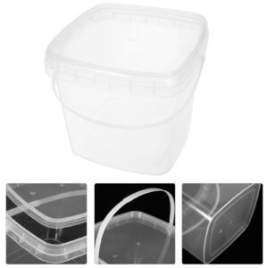 Homoyoyo Clear Plastic Bucket with Handle Lid,Heavy Duty Square Plastic Bucket Ice Cream Buckets Food Storage Containers Water Pail Industrial Pail Party Tub Empty Paint Can