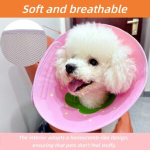 Soft Dog Cone Collar for Dogs After Surgery, Adjustable Dog Recovery Cone Collar for Medium Small Puppy Dogs and Cats to Stop Licking (Strawberry M)