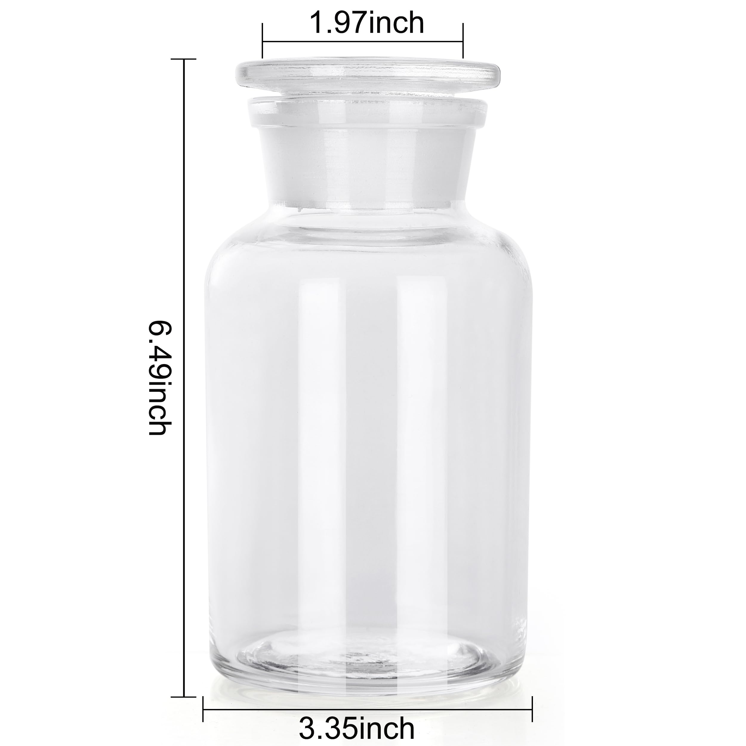 Kestun Lab Borosilicate Glass Reagent Bottle,Wide Mouth Glass Storage Bottle with Ground Stopper (Clear, 500ML)