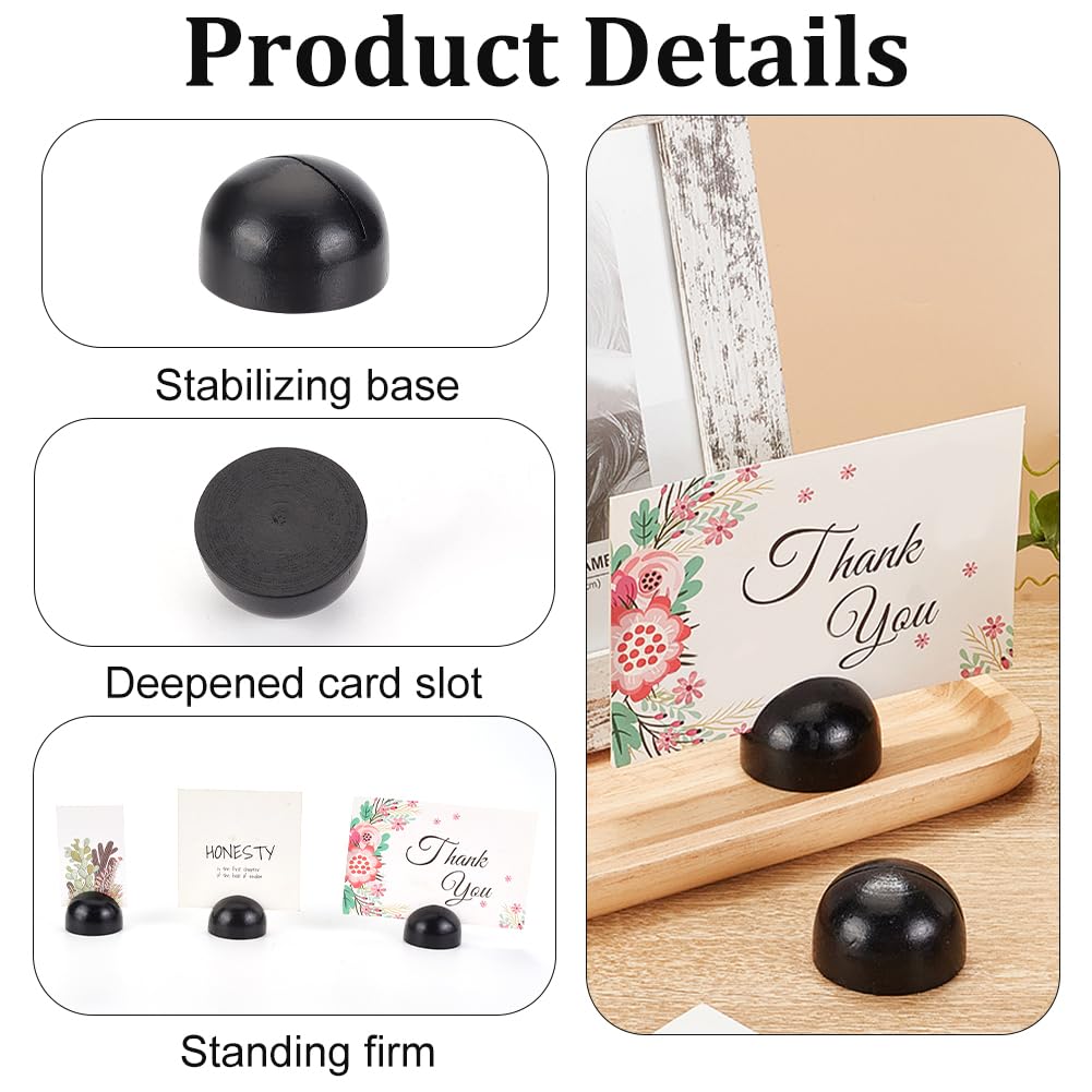 OLYCRAFT 20Pcs Round Table Number Stands Black Wood Memo Photo Stand 1.5mm Slot Name Card Holders 1.9x1.2 inch Place Card Holders Table Number Holders for Weddings Anniversary Party