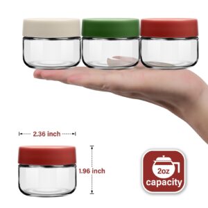 EONJOE 2 oz Glass Dressing Containers To Go Sauce Cups Mini Condiment Dip Jars with Lids Lunch Box Accessories,6-Pack