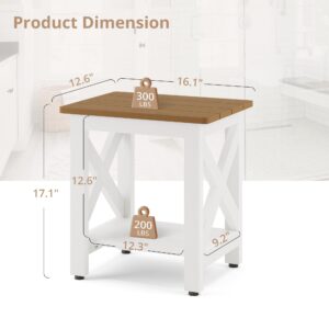 LUE BONA HDPS Shower Bench for Inside Shower to Sit on, Bathroom Shower Stool Seat for Shaving Legs with Storage Shelf, X-Shape Shower Chair, Teak