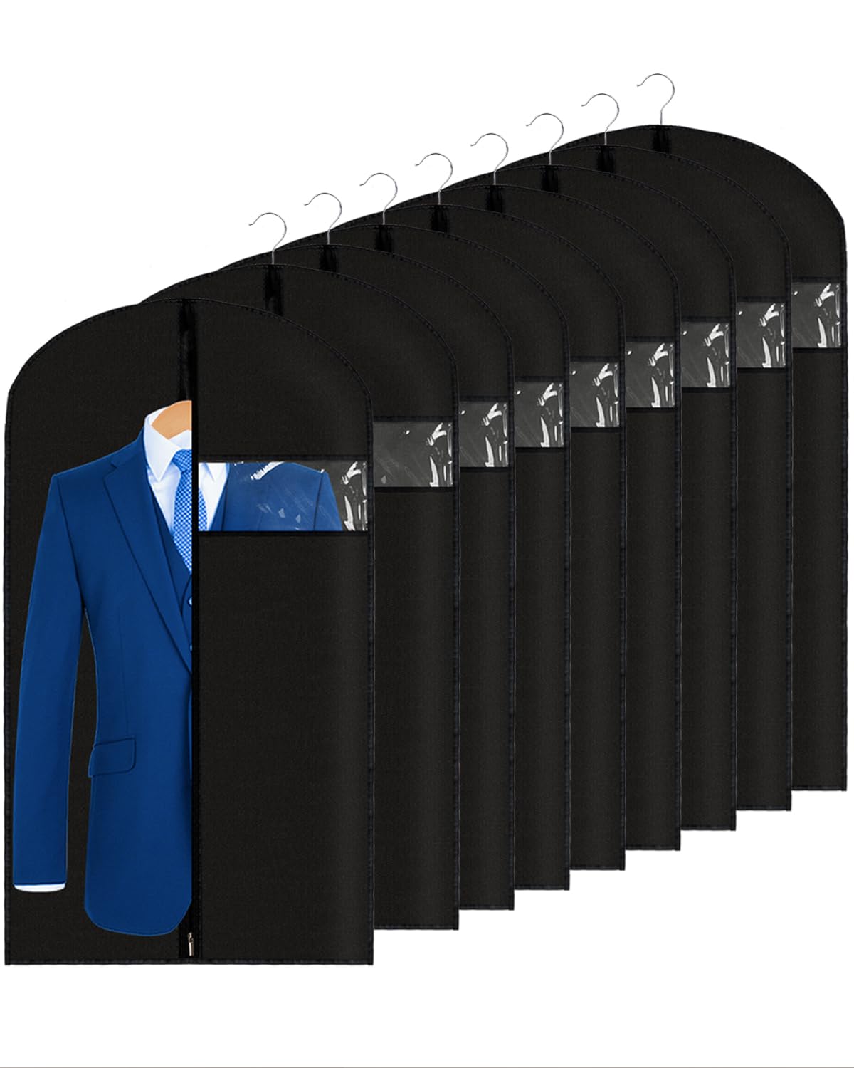 Garment Bags Suit Bags 24 x 43 Inch, 9 Packs Garment Covers for Hanging Clothes on Closet or Travel, PEVA (70GSM) Suit Covers for Storage Suits, T-shirts and Jackets