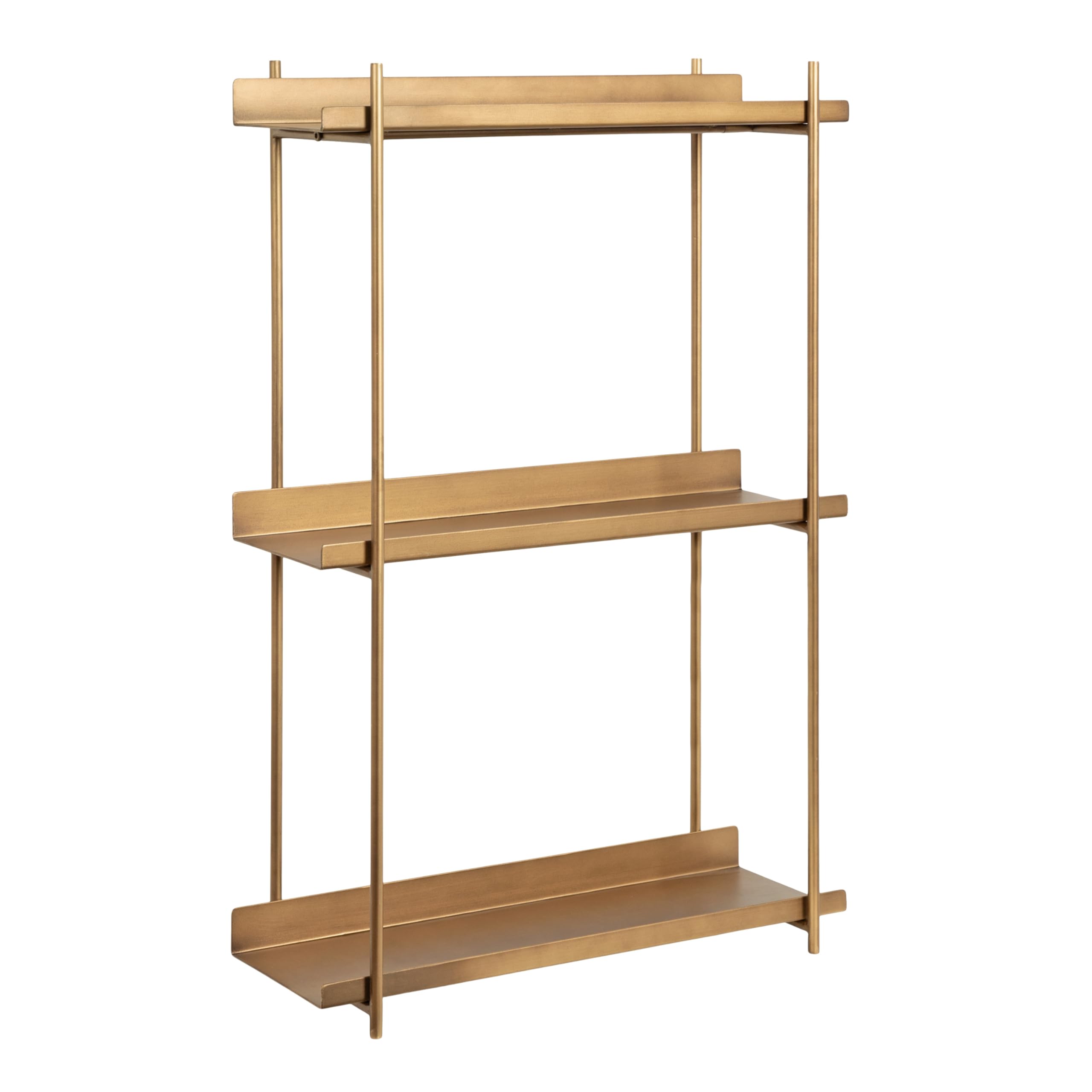 Kate and Laurel Dominic Modern Metal Bathroom Shelf, 20 x 7 x 30, Dark Gold, Sleek Glam 3-Tier Floating Shelves for Wall Decor, Display, and Over Toilet Storage