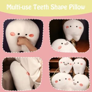 ELAINREN Cute Tooth Shape Plush Pillow Soft Tooth Stuffed Throw Pillow Fluffy Teeth Plushie Cushion for Bed/Sofa Decor Gifts,13.7''